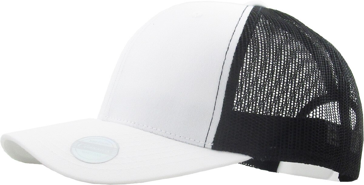 White Black Two Tone Classic 6 Panel Trucker Mesh Snapback Side View